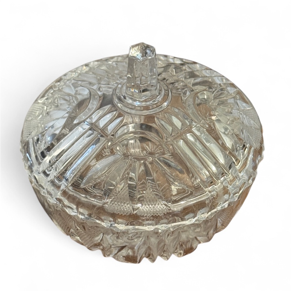 Vintage Elegant Crystal Lidded Candy Dish Vanity Jewelry Dish